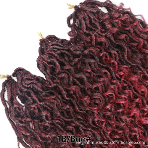 Ombre Color 14 18 Inch Curly Faux Locs Crochet Hair Extensions River Locs Crochet Goddess Faux Locs Braid